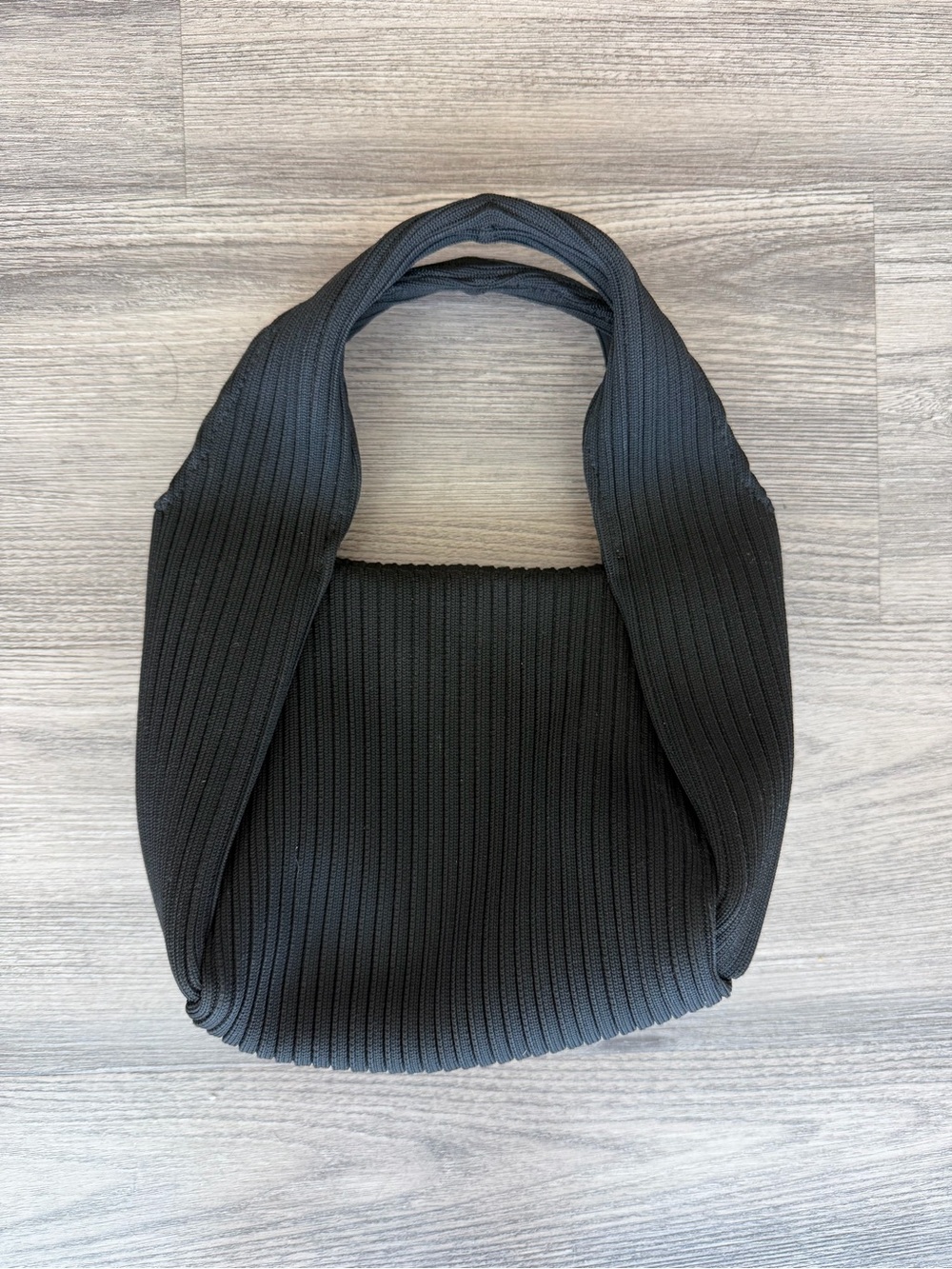 Zara Black Ribbed Knit Shoulder Bag